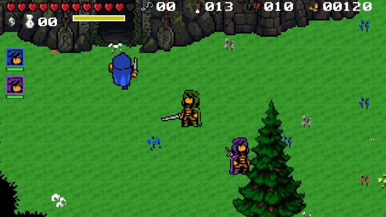 Several players crossing open grassland together